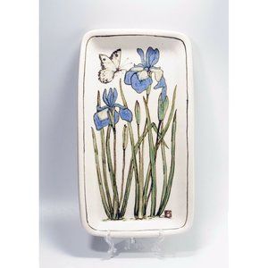 Stoneware Tray Platter by Maya Bohler Studio Art Pottery Iris Butterfly